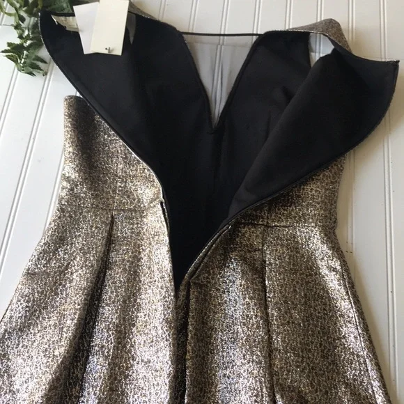 Sachin & Babi cocktail mini dress metallic gold silver black mesh sequin NWT - Picture 12 of 16